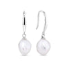 Freshwater Pearl Shepard Hook Drop Earrings in Sterling Silver