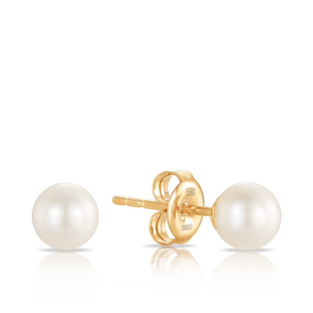 5mm Freshwater Pearl Earrings in 9ct Yellow Gold