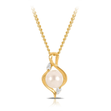 Freshwater Pearl and Diamond Pendant in 9ct Yellow Gold - Wallace Bishop