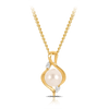 Freshwater Pearl and Diamond Pendant in 9ct Yellow Gold