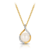 Freshwater Pearl and Diamond Pendant in 9ct Yellow Gold