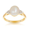 Freshwater Pearl & Diamond Ring in 9ct Yellow Gold