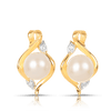 Freshwater Pearl & Diamond Stud Earrings in 9ct Yellow Gold