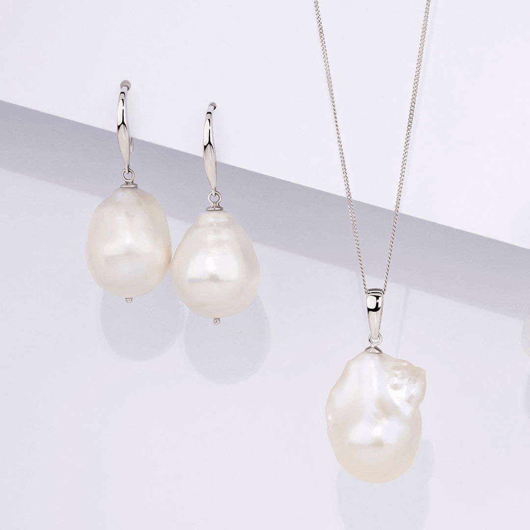 Freshwater Pearl Baroque Drop Pendant in Sterling Silver
