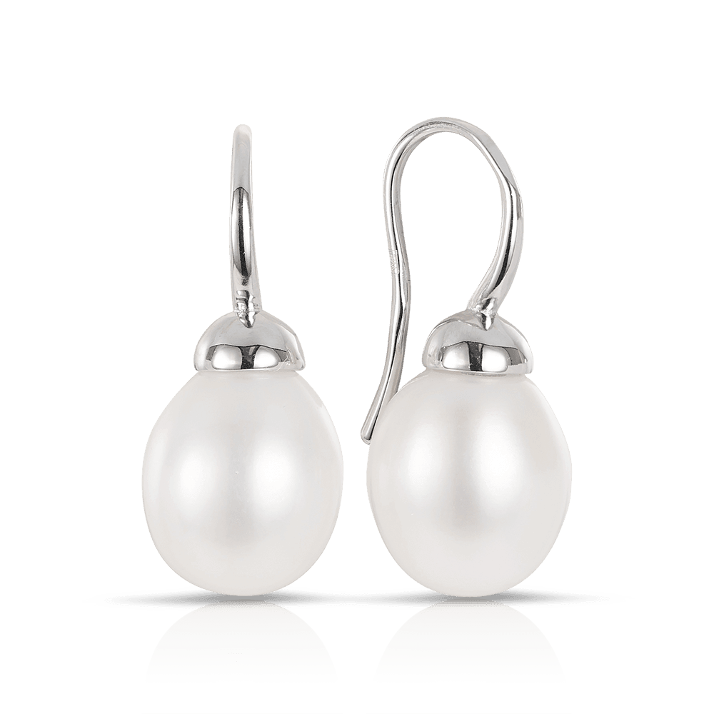 9mm Freshwater Pearl Drop Earrings in Sterling Silver