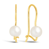 Freshwater Pearl Euroball Earrings in 9ct Yellow Gold