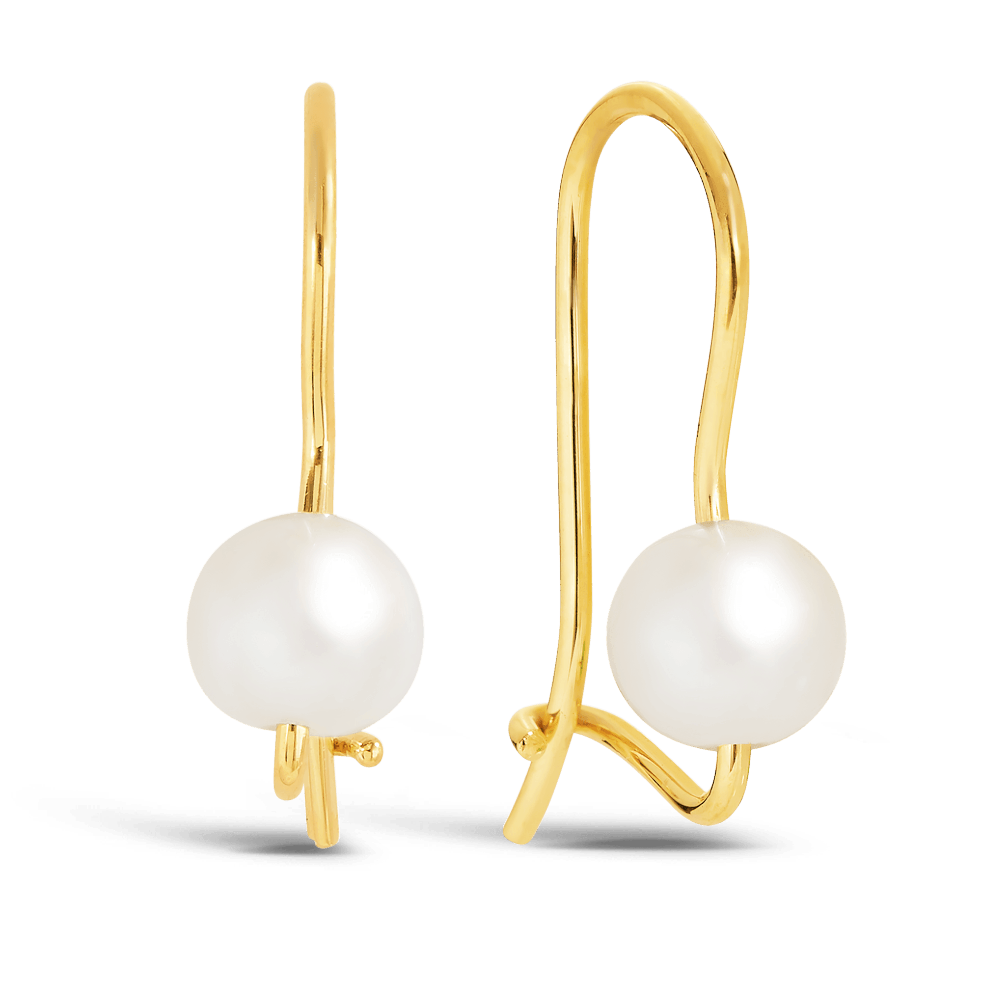 Freshwater Pearl Euroball Earrings in 9ct Yellow Gold