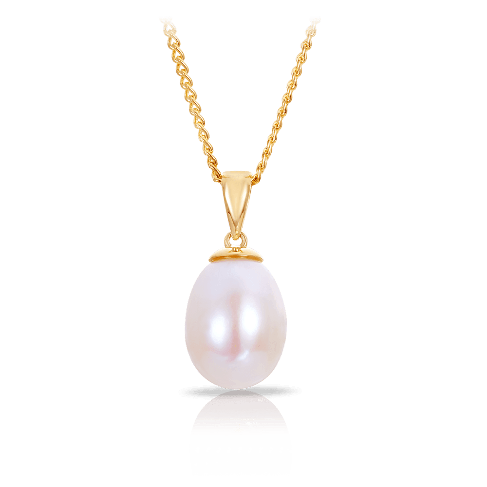 9mm Freshwater Pearl Pendant in 9ct Yellow Gold