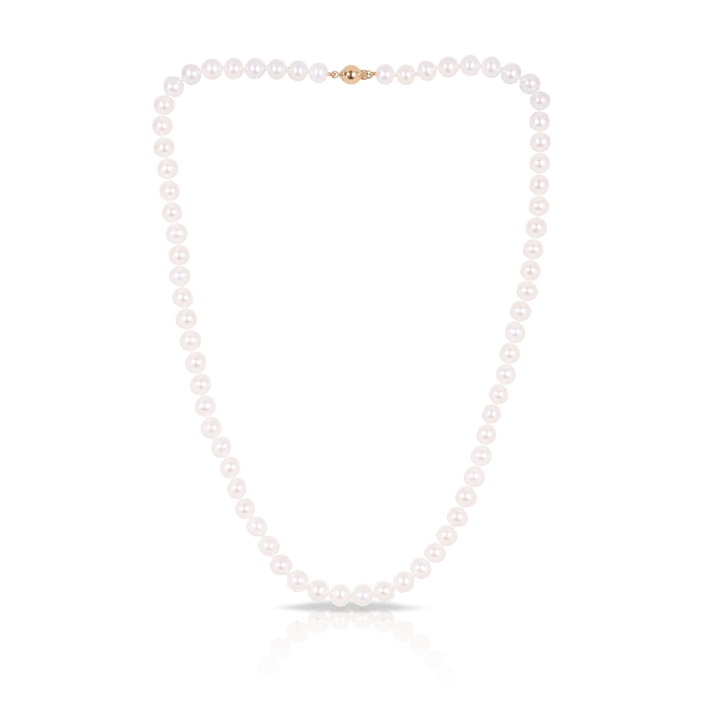 6mm Freshwater Pearl Strand Necklace with 9ct Yellow Gold Clasp