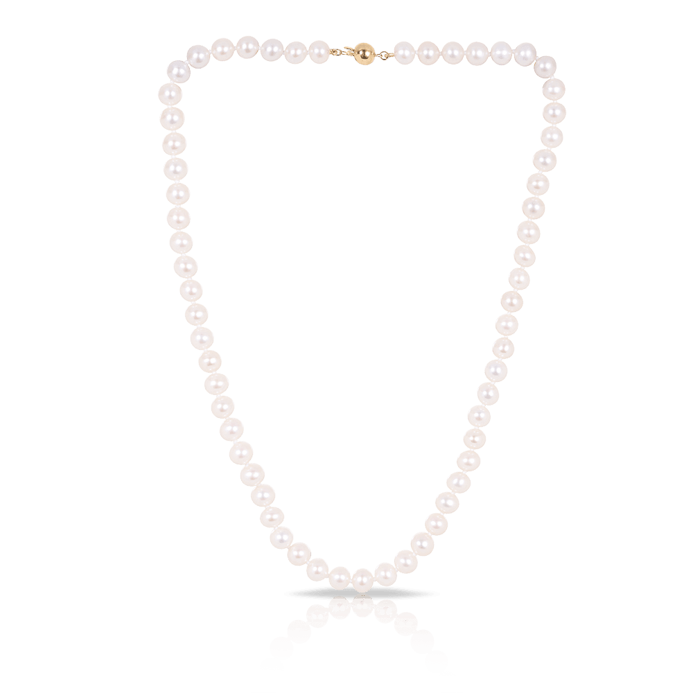 7mm Freshwater Pearl Strand Necklace with 9ct Yellow Gold Clasp