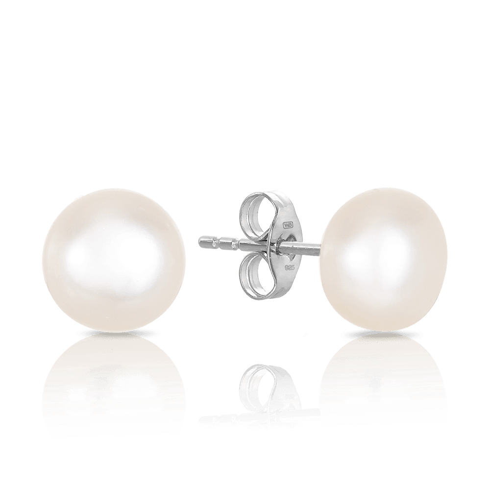 8mm Freshwater Pearl Stud Earrings in Sterling Silver