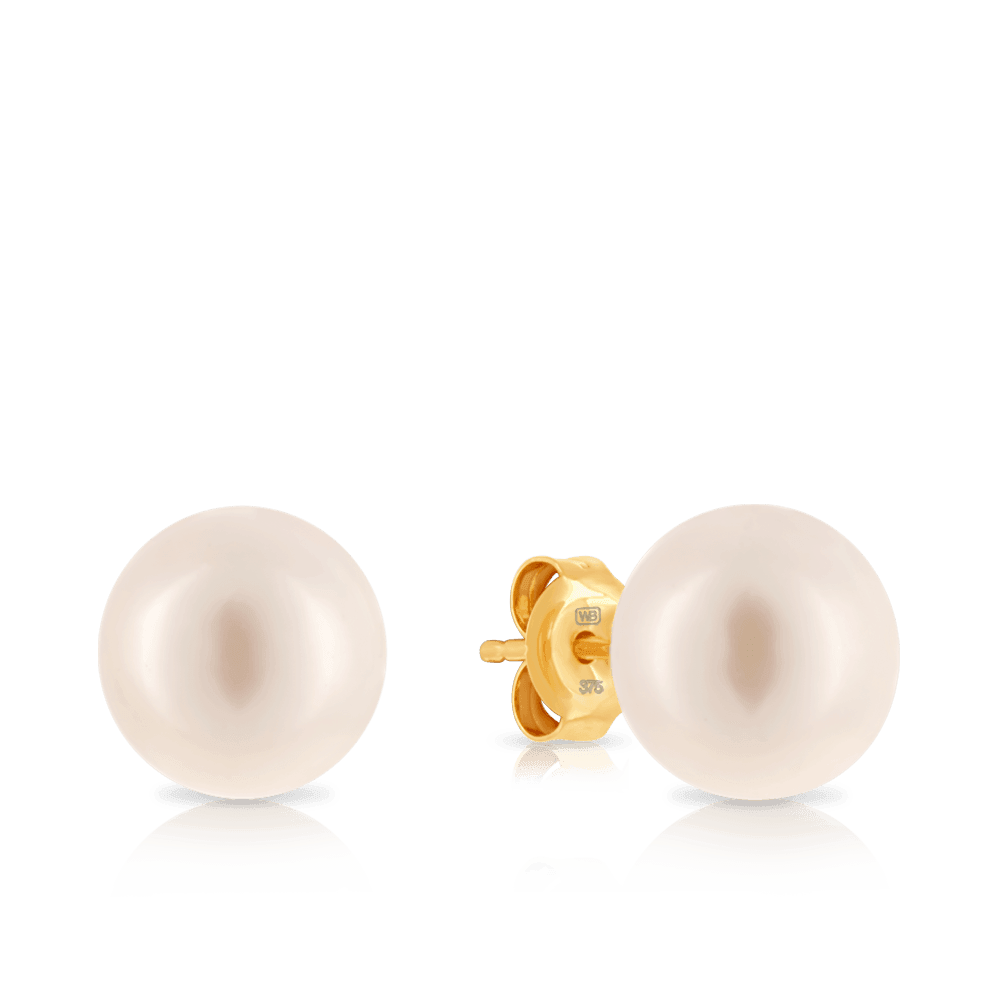 7mm Freshwater Pearl Stud Earrings in 9ct Yellow Gold