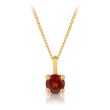 Garnet Round Pendant in 9ct Yellow Gold