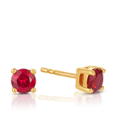 Garnet Round Stud Earrings in 9ct Yellow Gold
