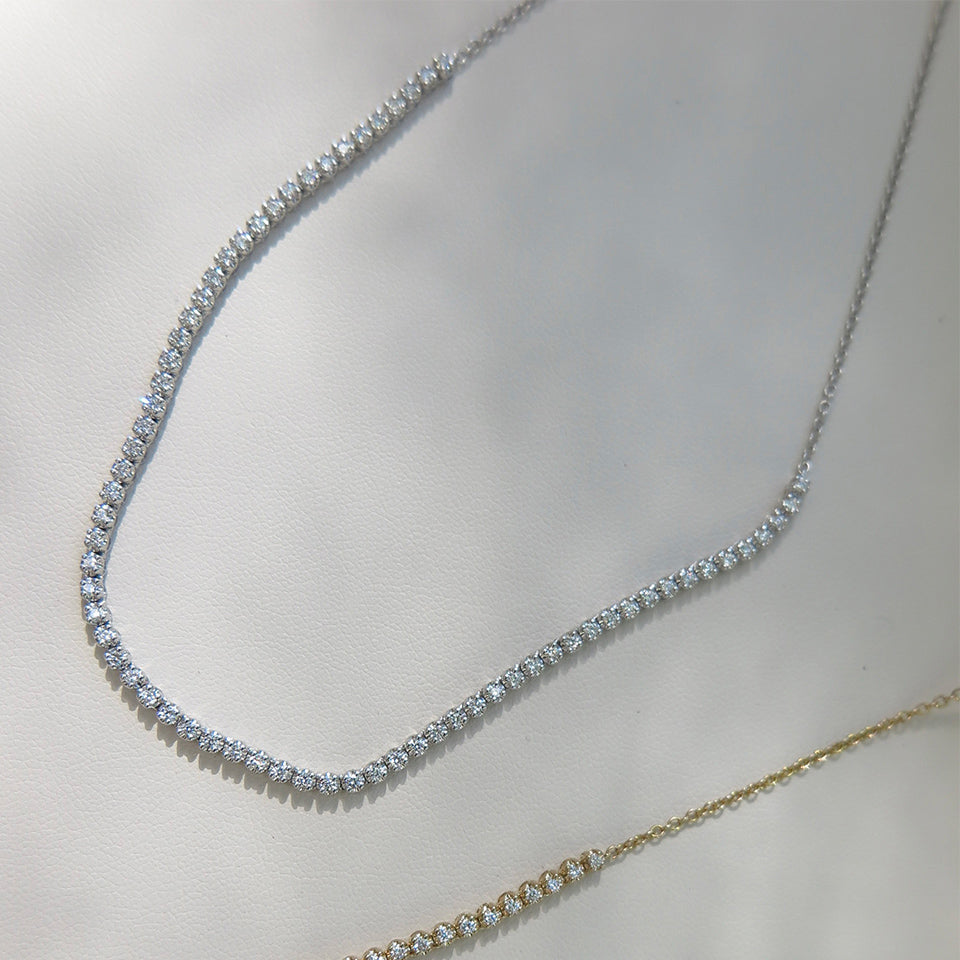 1.00ct TW Lab Grown Half Diamond Tennis Necklace in 9ct White Gold