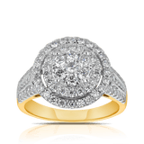 Halo Shape Diamond Dress Ring in 9ct Yellow Gold TGW 1.25ct - Wallace Bishop