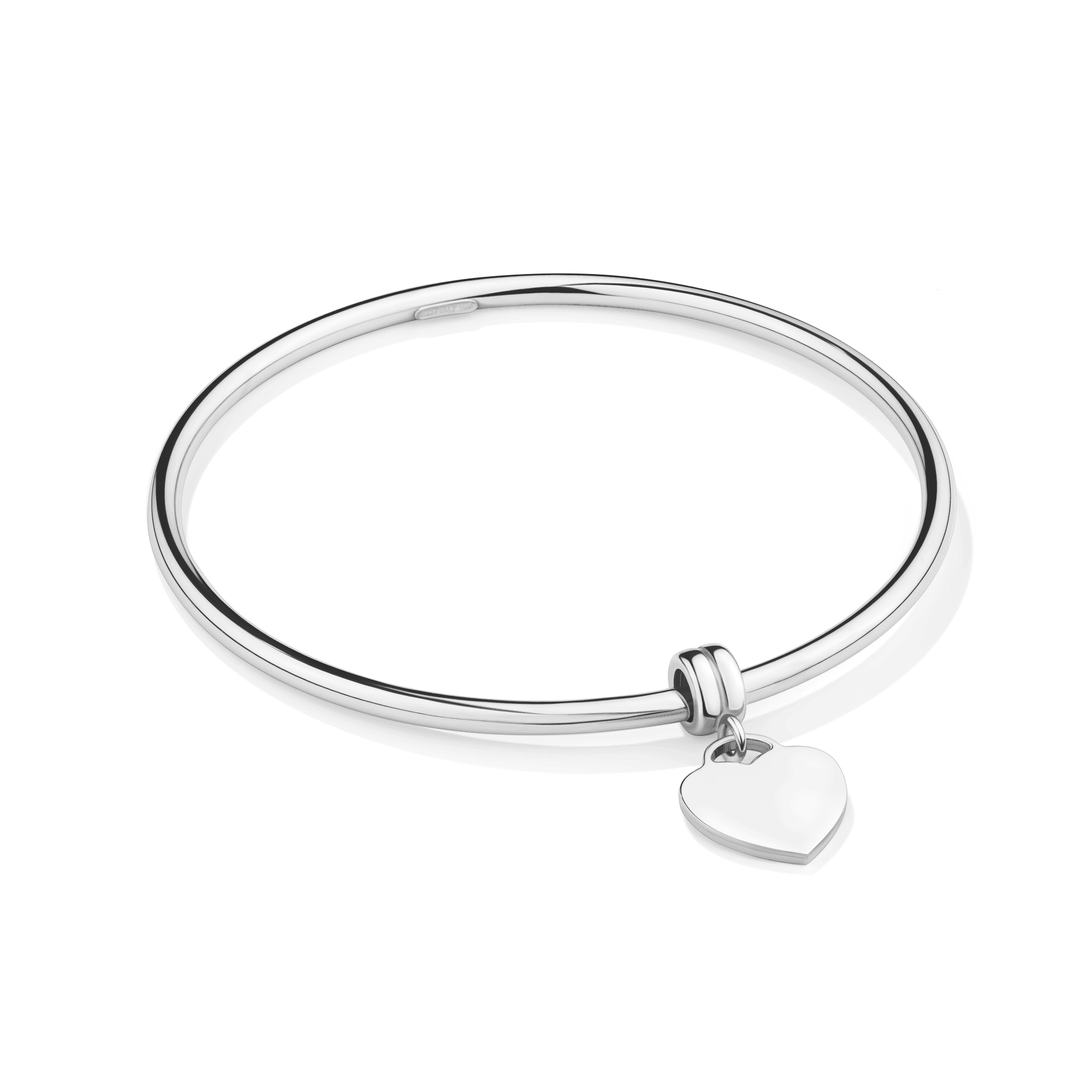 Heart Charm Bangle in Sterling Silver
