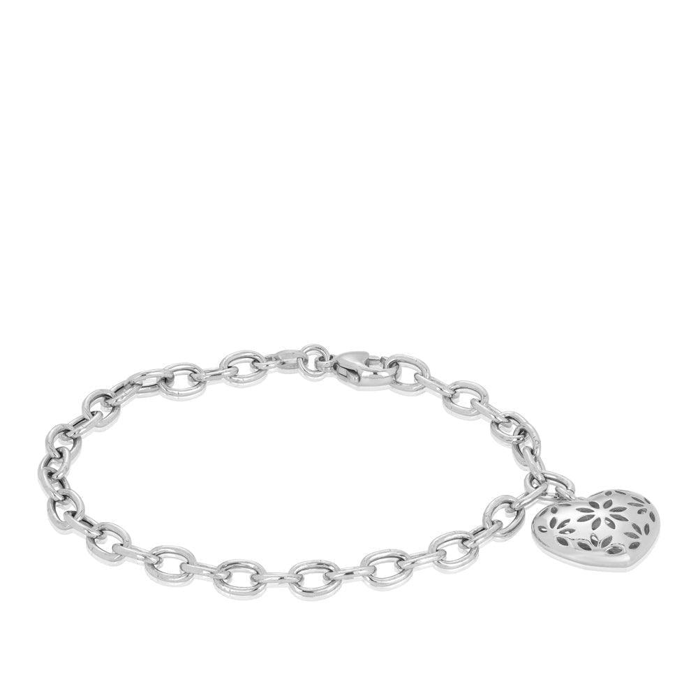 Heart Charm Bracelet in Sterling Silver - Wallace Bishop