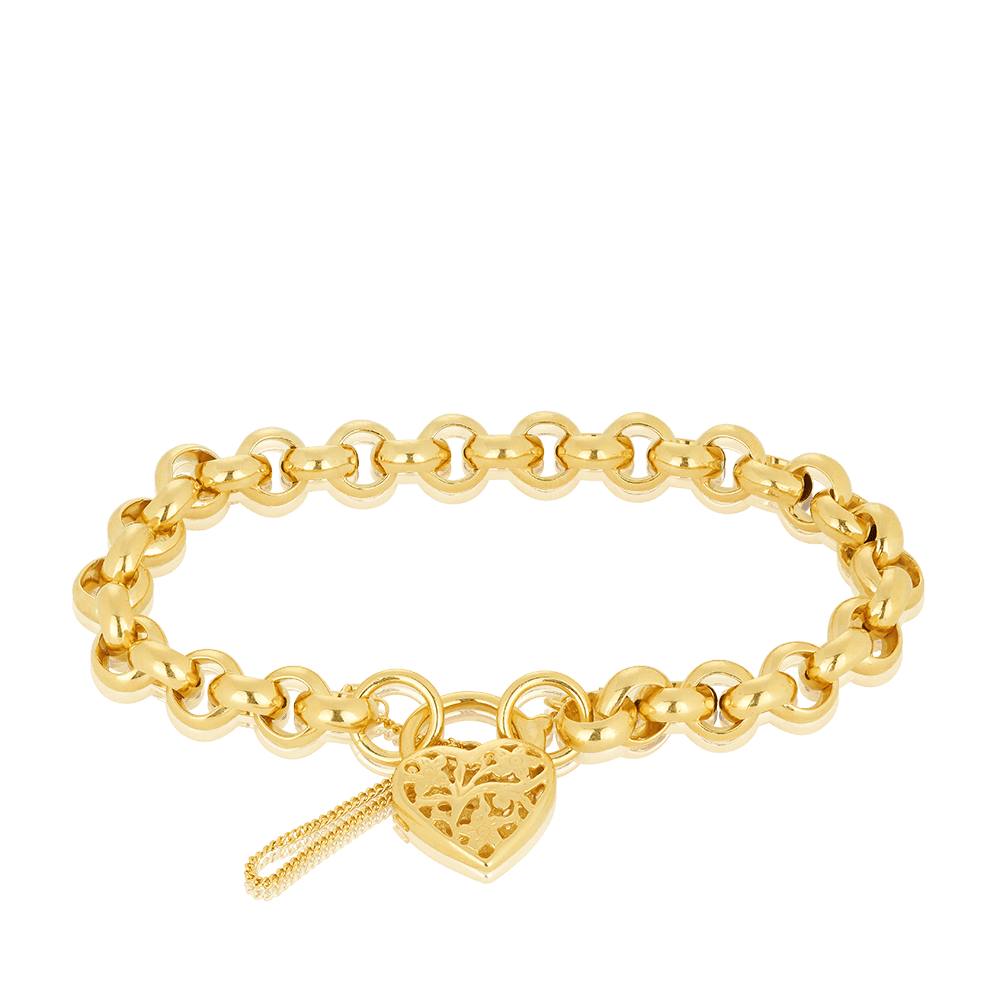 Gold heart link bracelet deals