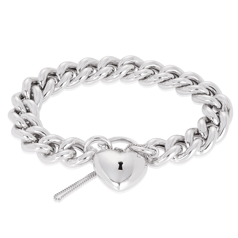 Heart Padlock Bracelet in Sterling Silver - Wallace Bishop