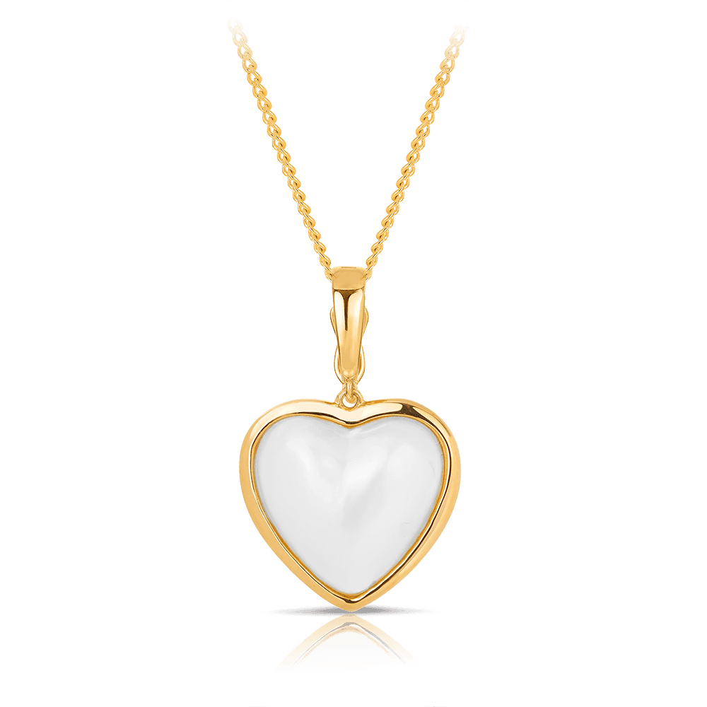 Heart Shape Mabe Pearl Pendant in 9ct Yellow Gold - Wallace Bishop