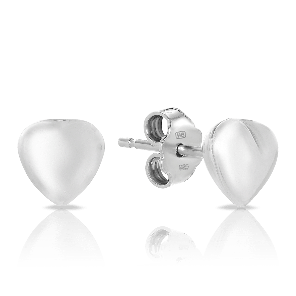 Heart Stud Earrings in Sterling Silver - Wallace Bishop