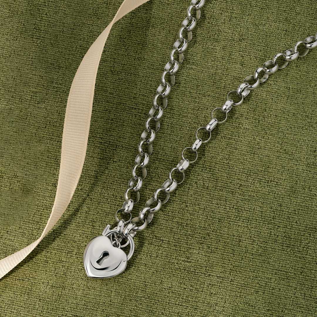 Heart Padlock Necklace in Sterling Silver