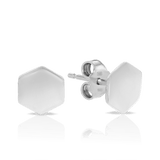 Hexagon Stud Earrings in Sterling Silver - Wallace Bishop