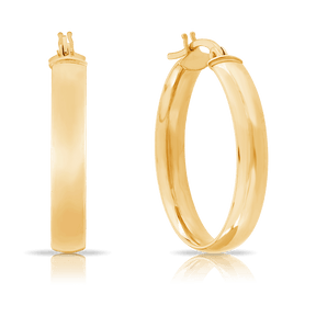 Hollow Round Hoop Earrings in 9ct Yellow Gold - Wallace Bishop