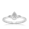 I Treasure Pear Shape Diamond Claw Set Polished Ring in Sterling Silver