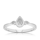 I Treasure Pear Shape Diamond Claw Set Polished Ring in Sterling Silver