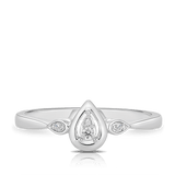 I Treasure Pear Shape Diamond Claw Set Polished Ring in Sterling Silver