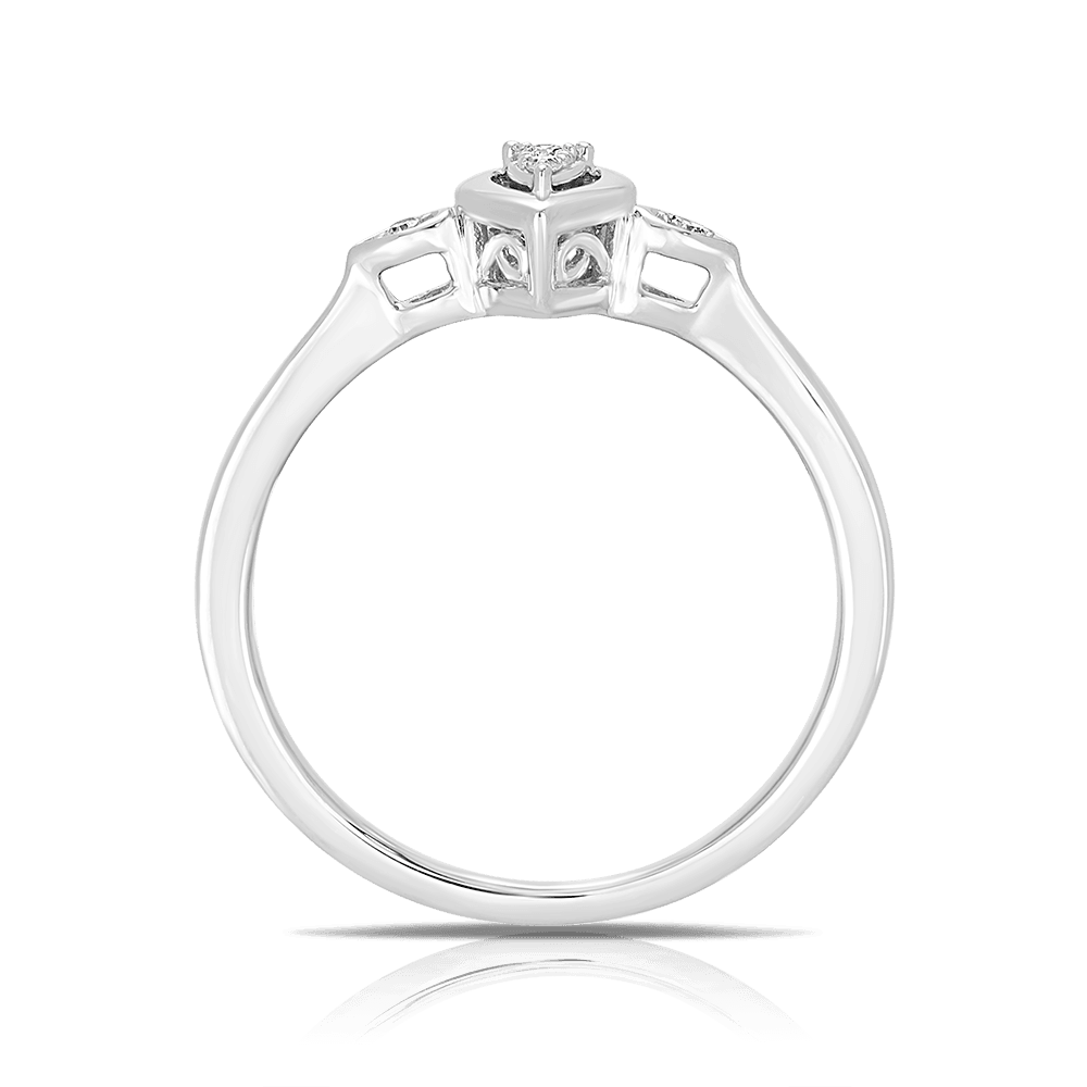 I Treasure Pear Shape Diamond Claw Set Polished Ring in Sterling Silver