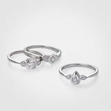 I Treasure Pear Shape Diamond Claw Set Polished Ring in Sterling Silver