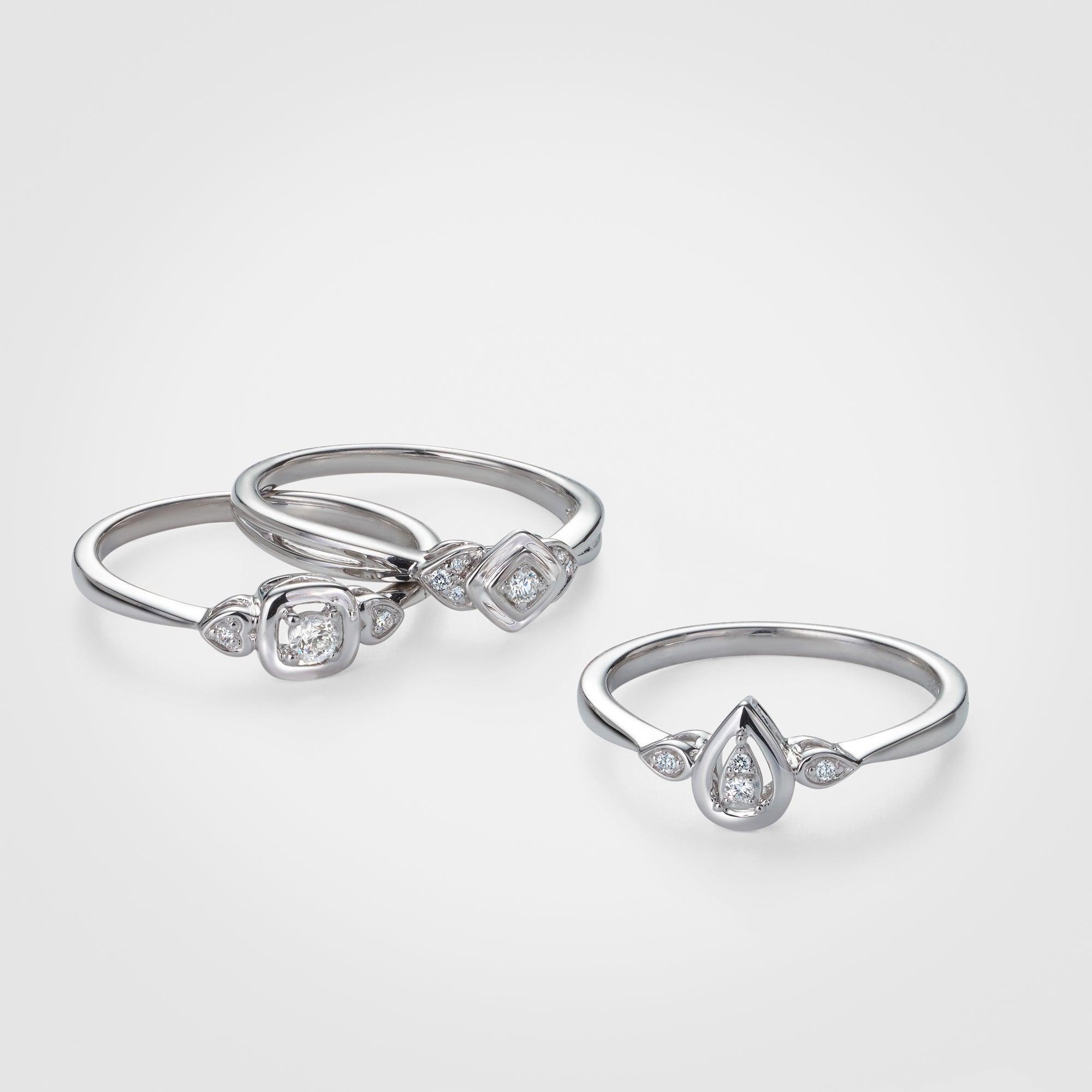 I Treasure Pear Shape Diamond Claw Set Polished Ring in Sterling Silver
