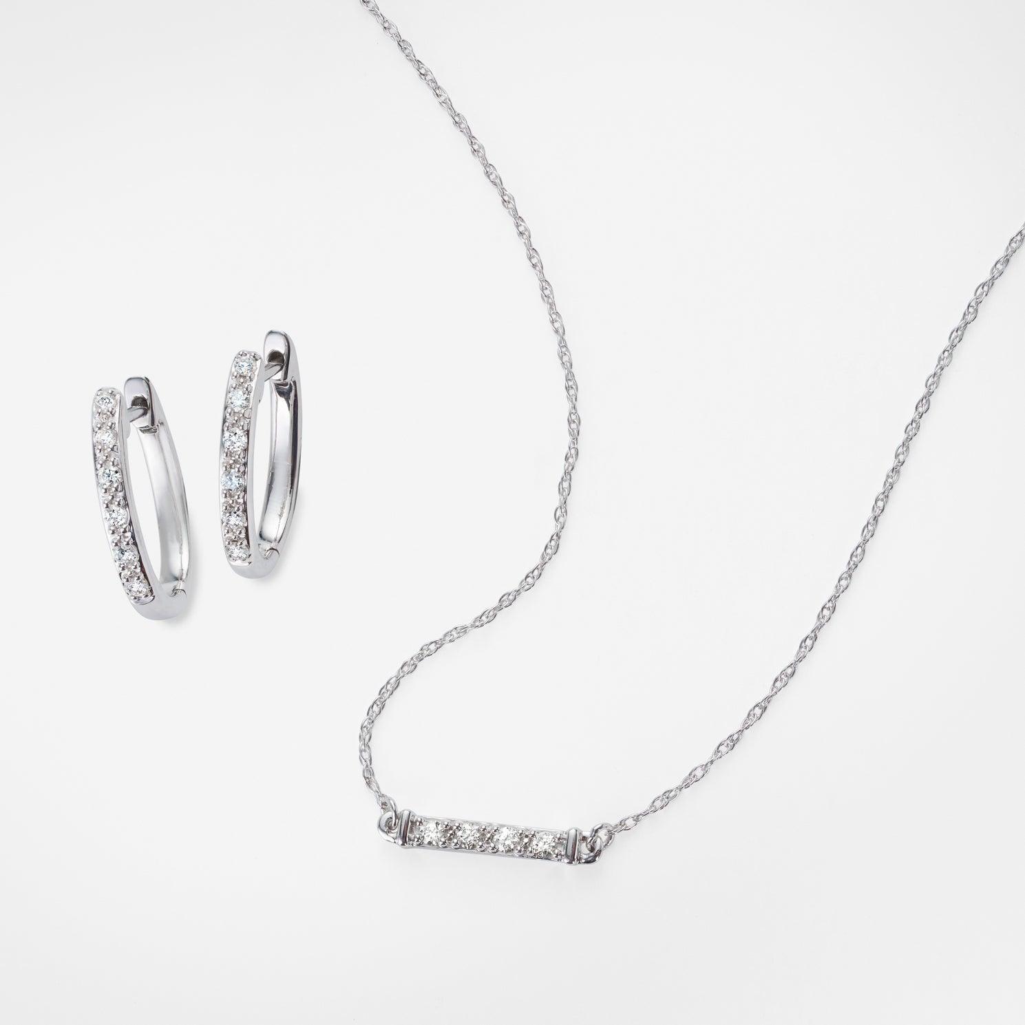 Diamond and Sterling Silver Huggie Earrings