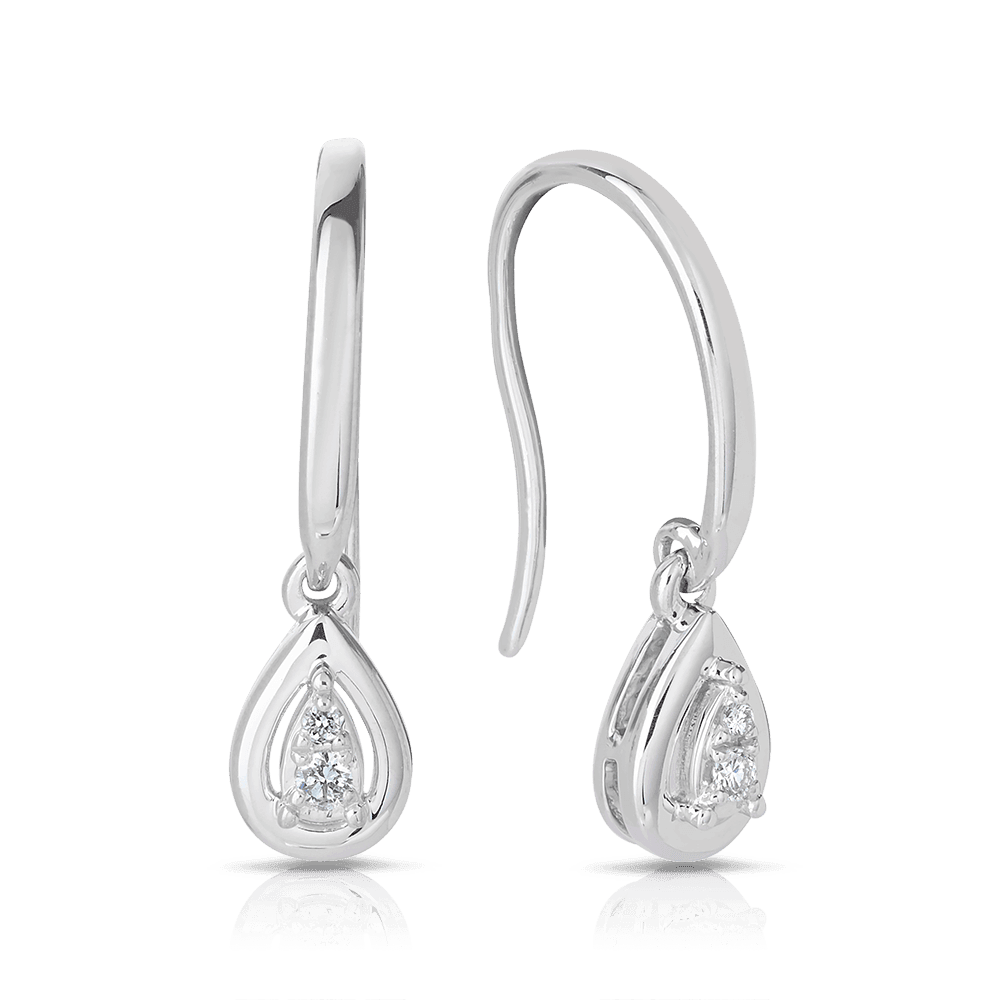 I Treasure® Diamond and Sterling Silver Pear Shape Drop Earrings