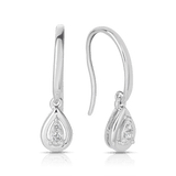 I Treasure® Diamond and Sterling Silver Pear Shape Drop Earrings