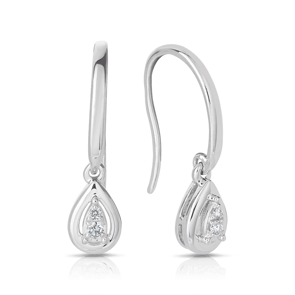 I Treasure® Diamond and Sterling Silver Pear Shape Drop Earrings - Wallace Bishop