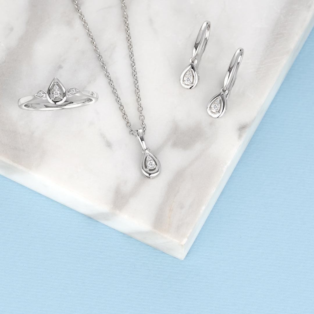 I Treasure® Diamond and Sterling Silver Pear Shape Pendant