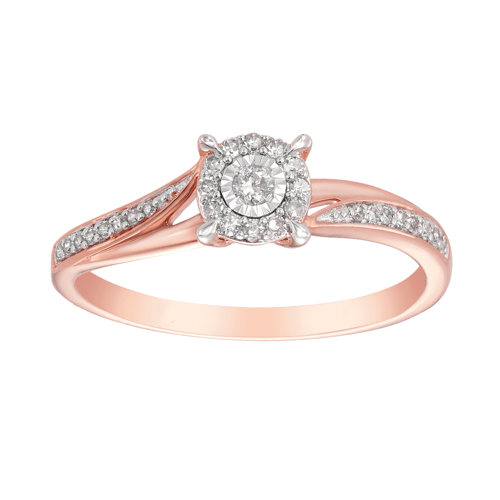 I Will® Round Brilliant Cut Diamond Halo Promise Ring in 9ct Rose Gold & White Gold