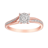 I Will® Round Brilliant Cut Diamond Halo Promise Ring in 9ct Rose Gold & White Gold