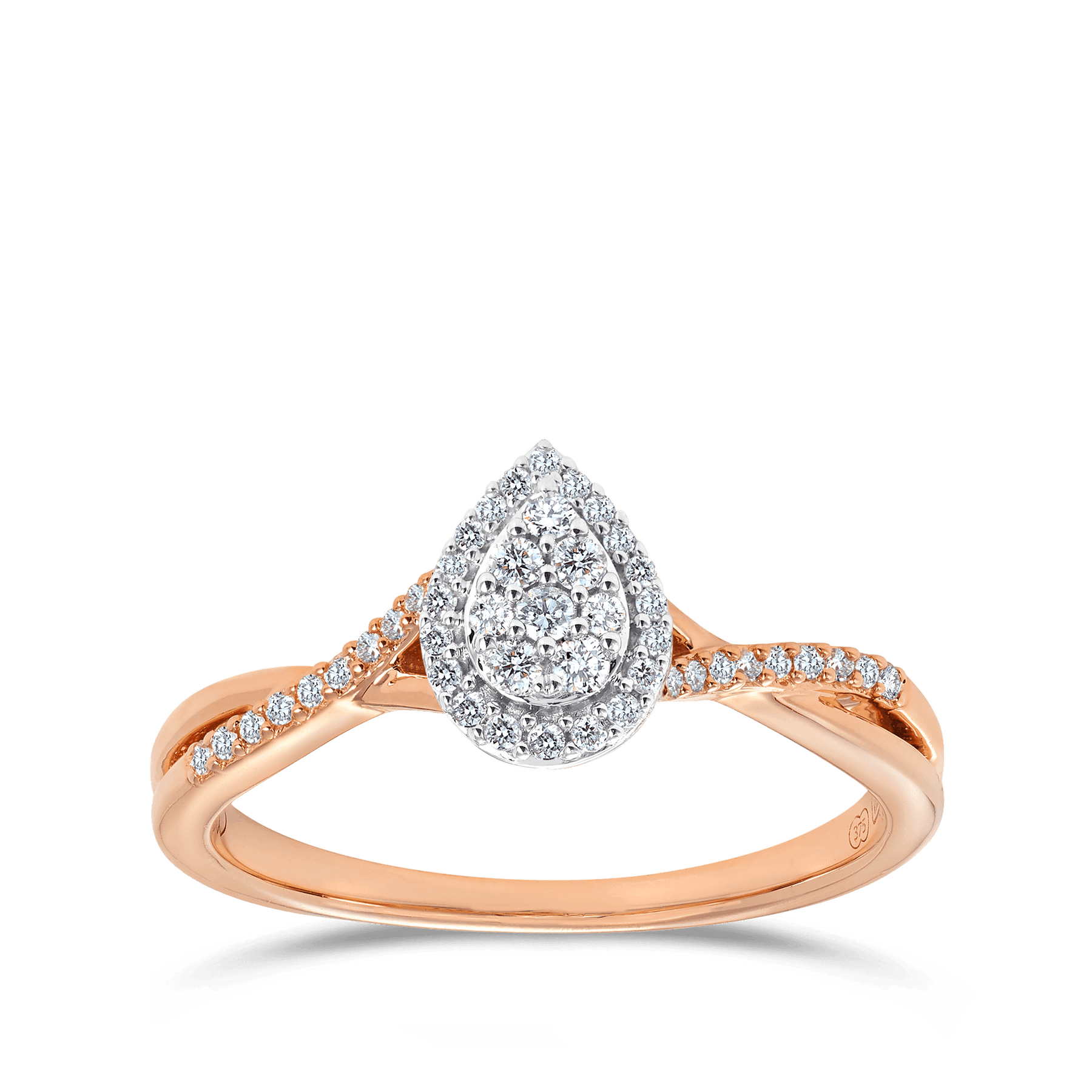 I Will® Round Brilliant Cut Diamond Cluster Pear Halo Promise Ring in 9ct Rose Gold - Wallace Bishop