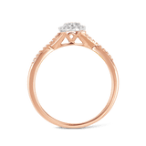 I Will® Round Brilliant Cut Diamond Cluster Pear Halo Promise Ring in 9ct Rose Gold