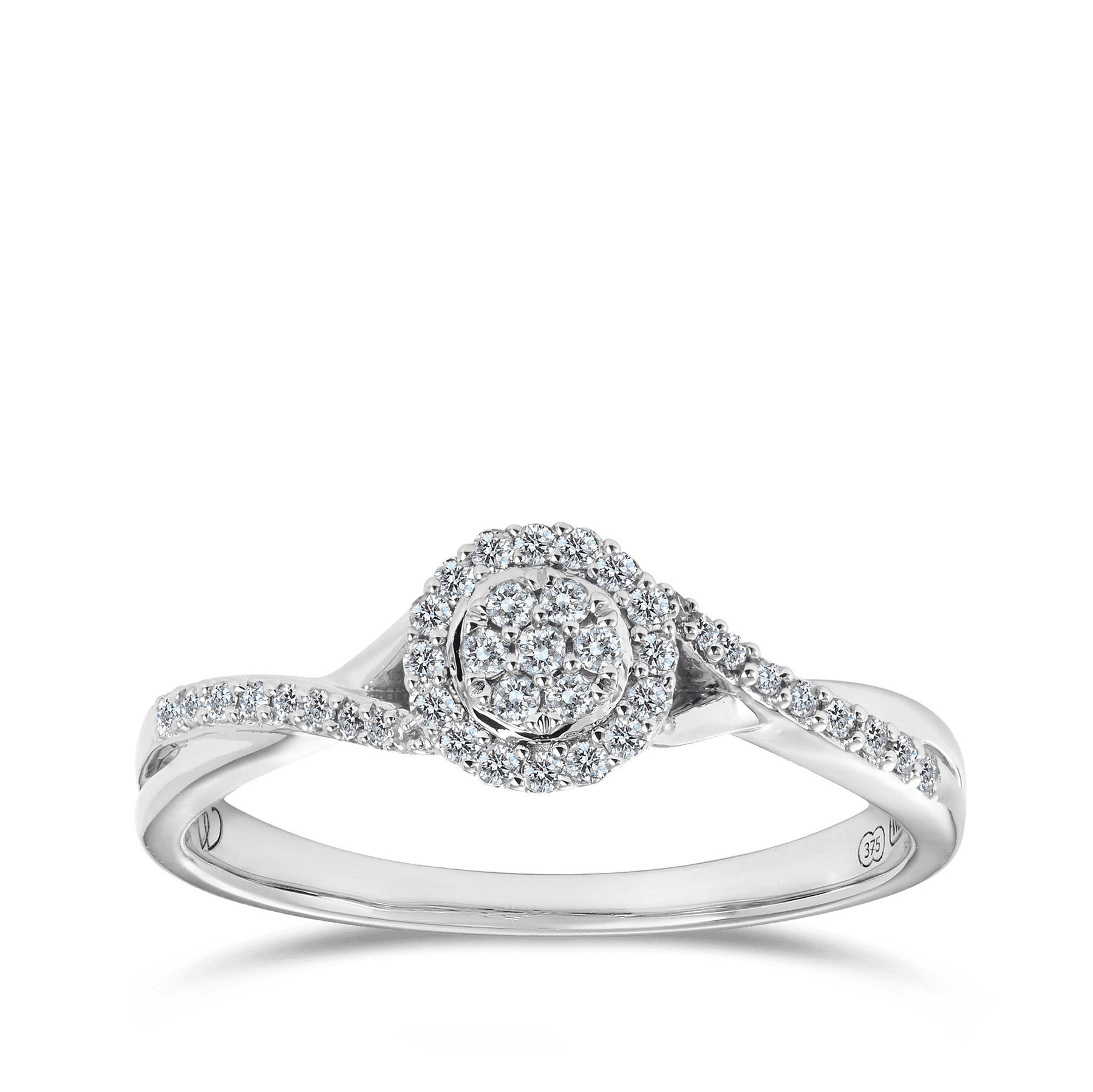 I Will® Round Brilliant Cut Diamond Cluster Round Halo Promise Ring in 9ct White Gold - Wallace Bishop