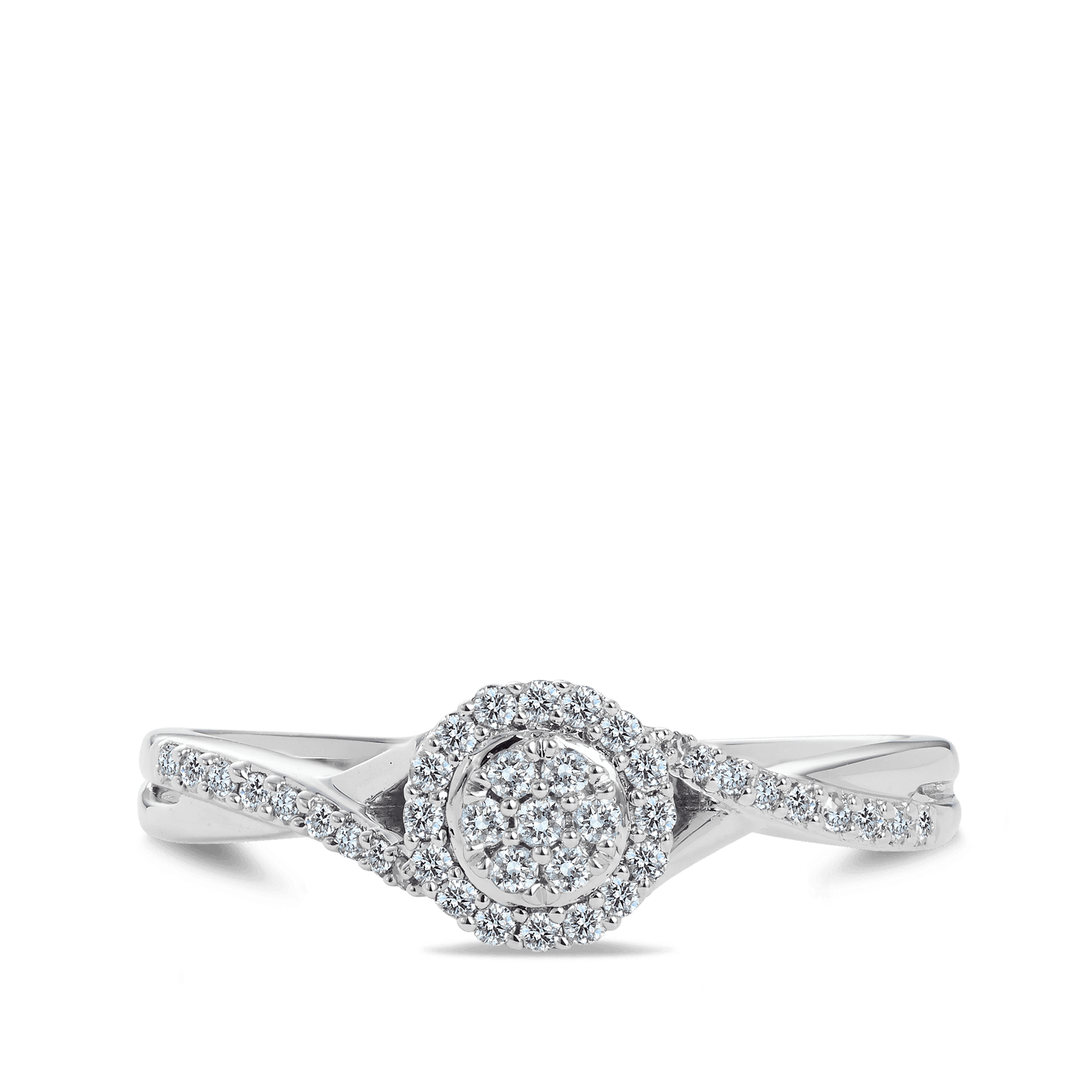 I Will® Round Brilliant Cut Diamond Cluster Round Halo Promise Ring in 9ct White Gold - Wallace Bishop