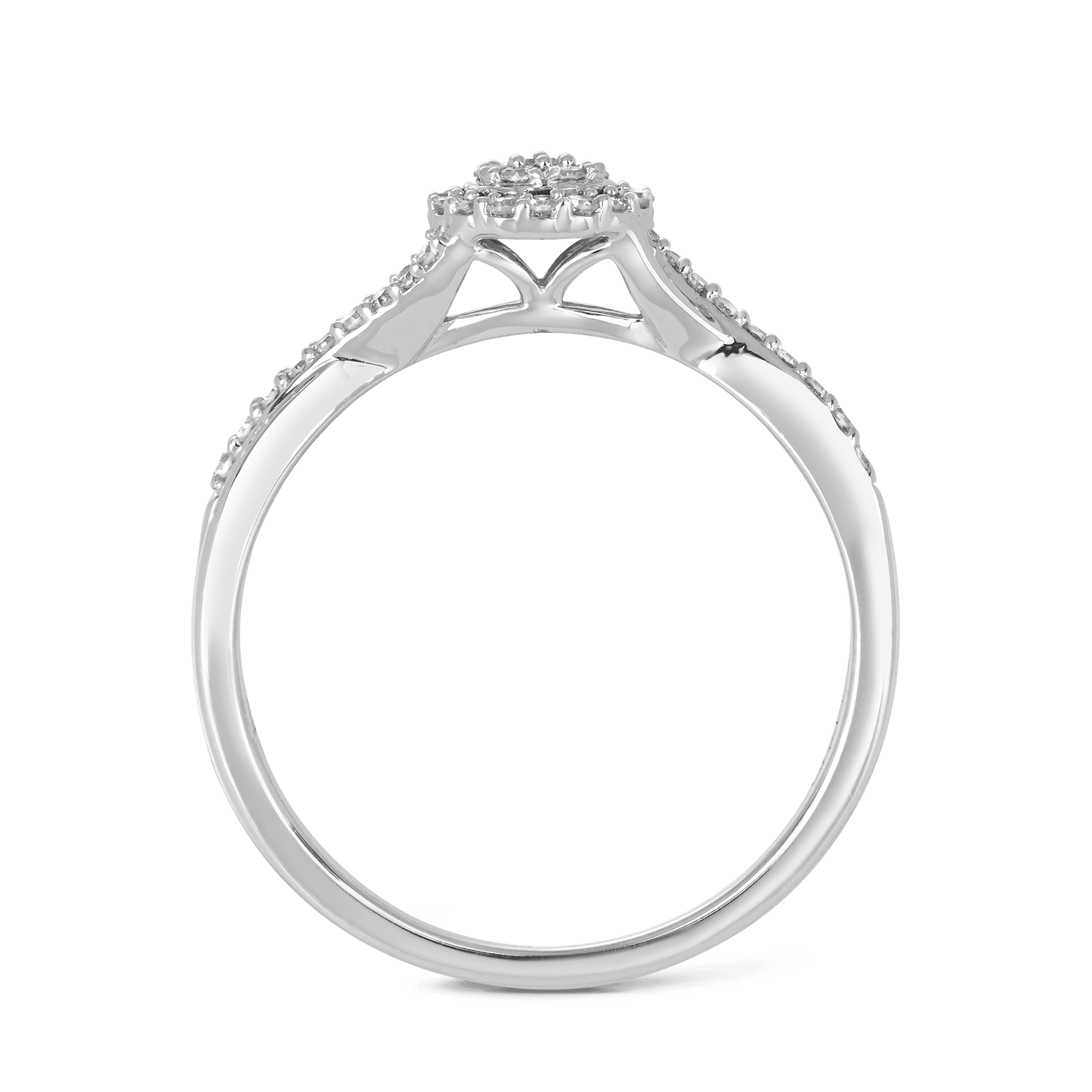 I Will® Round Brilliant Cut Diamond Cluster Round Halo Promise Ring in 9ct White Gold