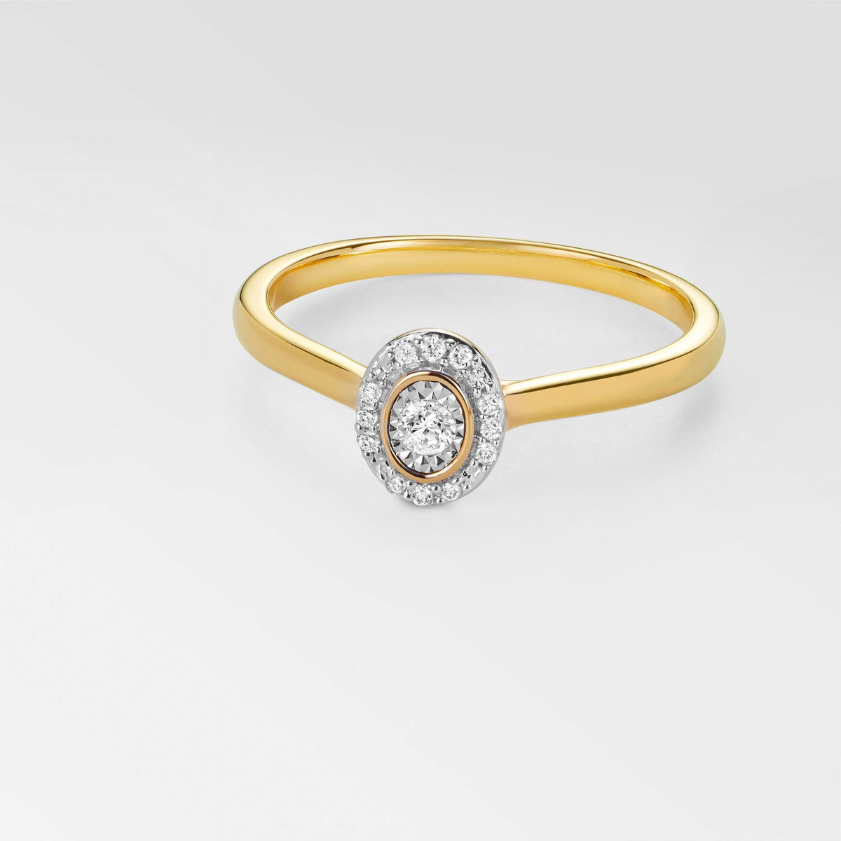 I Will® Round Brilliant Cut Diamond Halo Promise Ring in 9ct Yellow & White Gold - Wallace Bishop