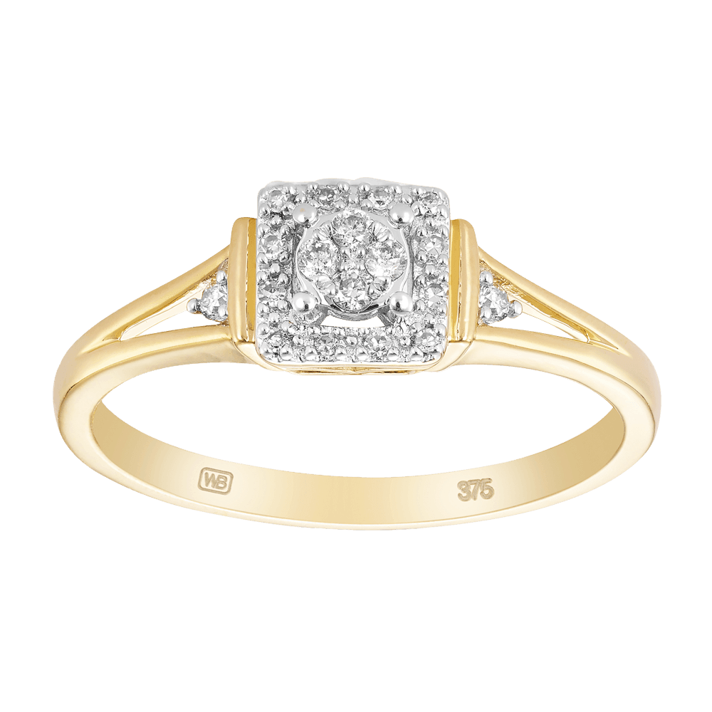I Will® Round Brilliant Cut Diamond Halo Promise Ring in 9ct Yellow Gold - Wallace Bishop