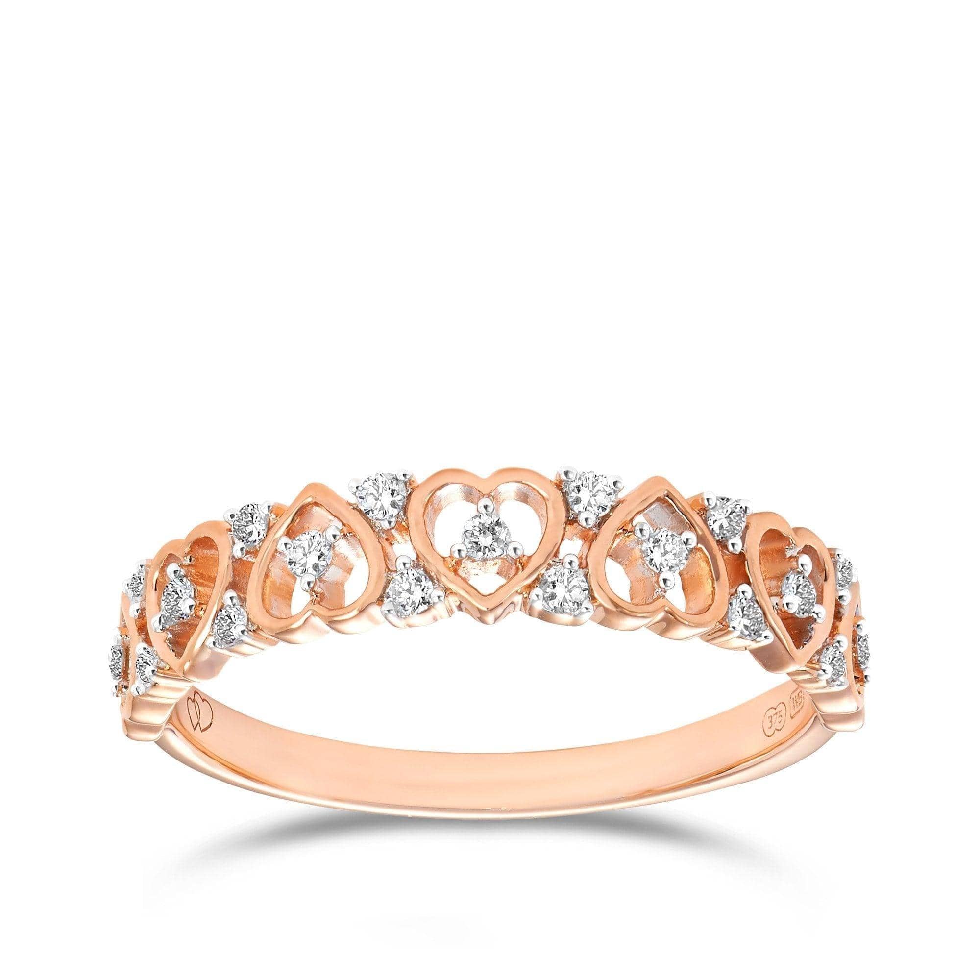 I Will® Round Brilliant Cut Diamond Heart Promise Ring in 9ct Rose Gold